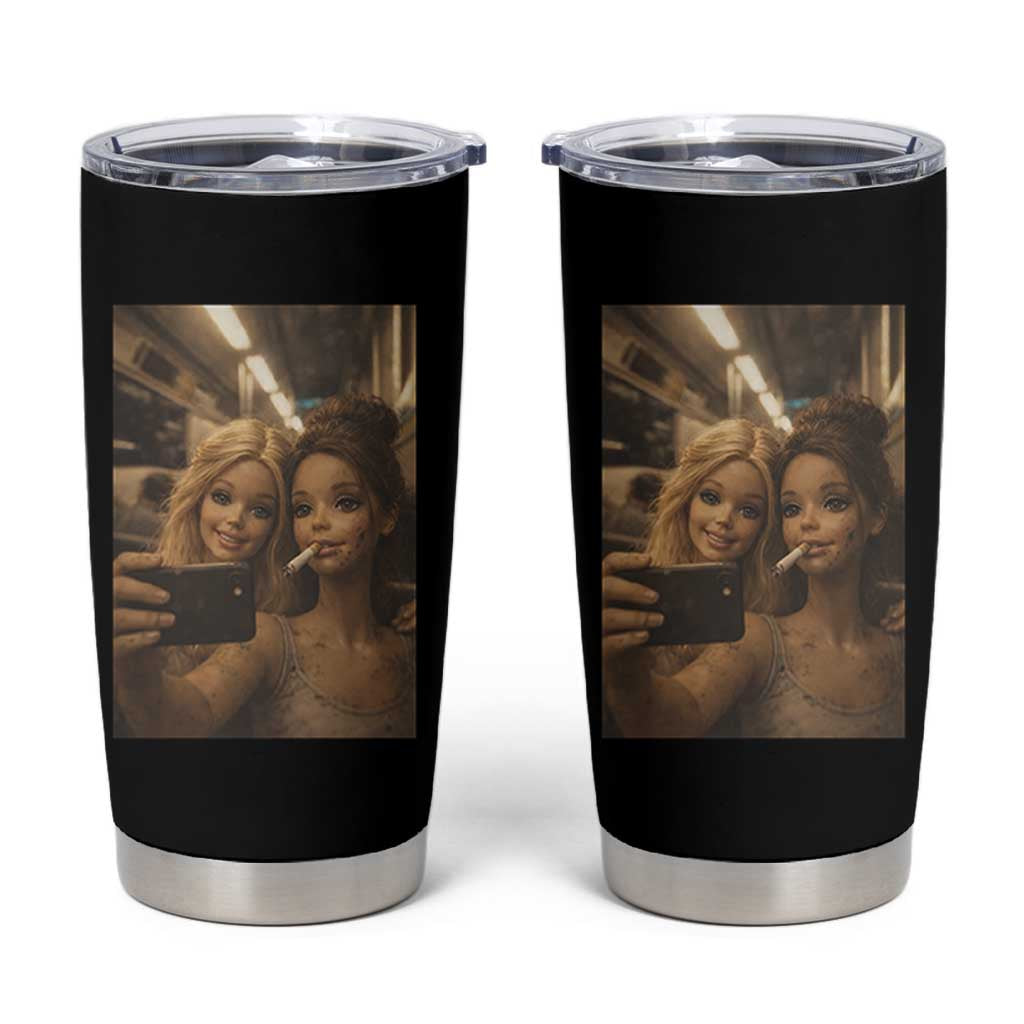 Funny Selfie Doll Meme Tumbler Cup Aesthetic Doll Face Graphic