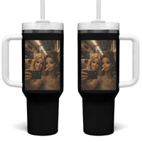 Funny Selfie Doll Meme Tumbler With Handle Aesthetic Doll Face Graphic