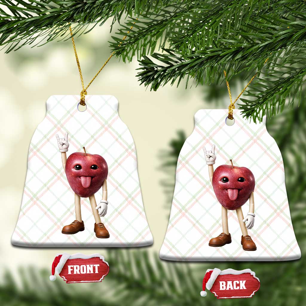 Funny Apple With Face Wapple Meme Ceramic Ornament