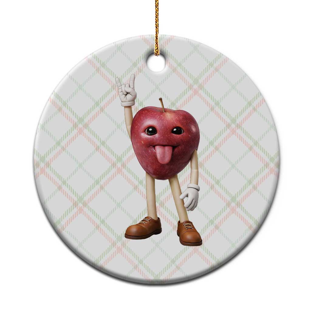 Funny Apple With Face Wapple Meme Ceramic Ornament