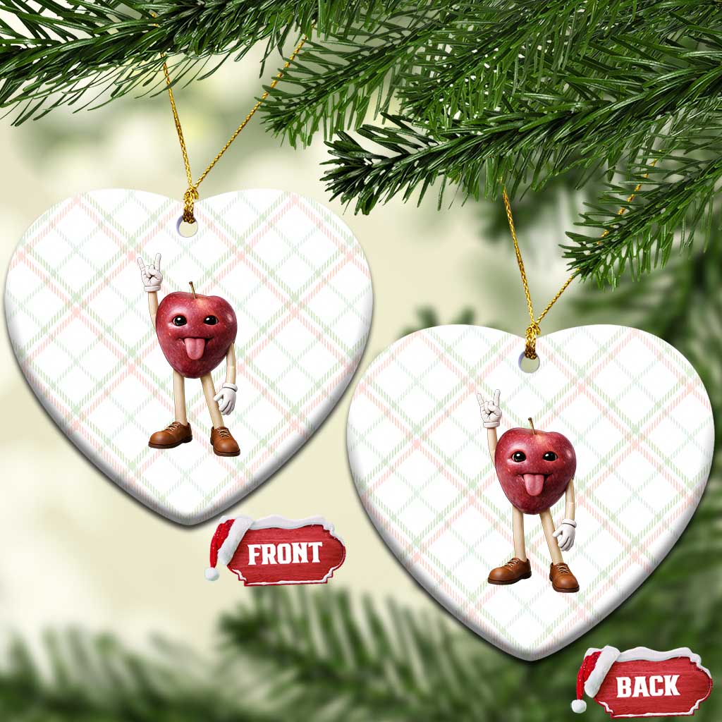 Funny Apple With Face Wapple Meme Ceramic Ornament