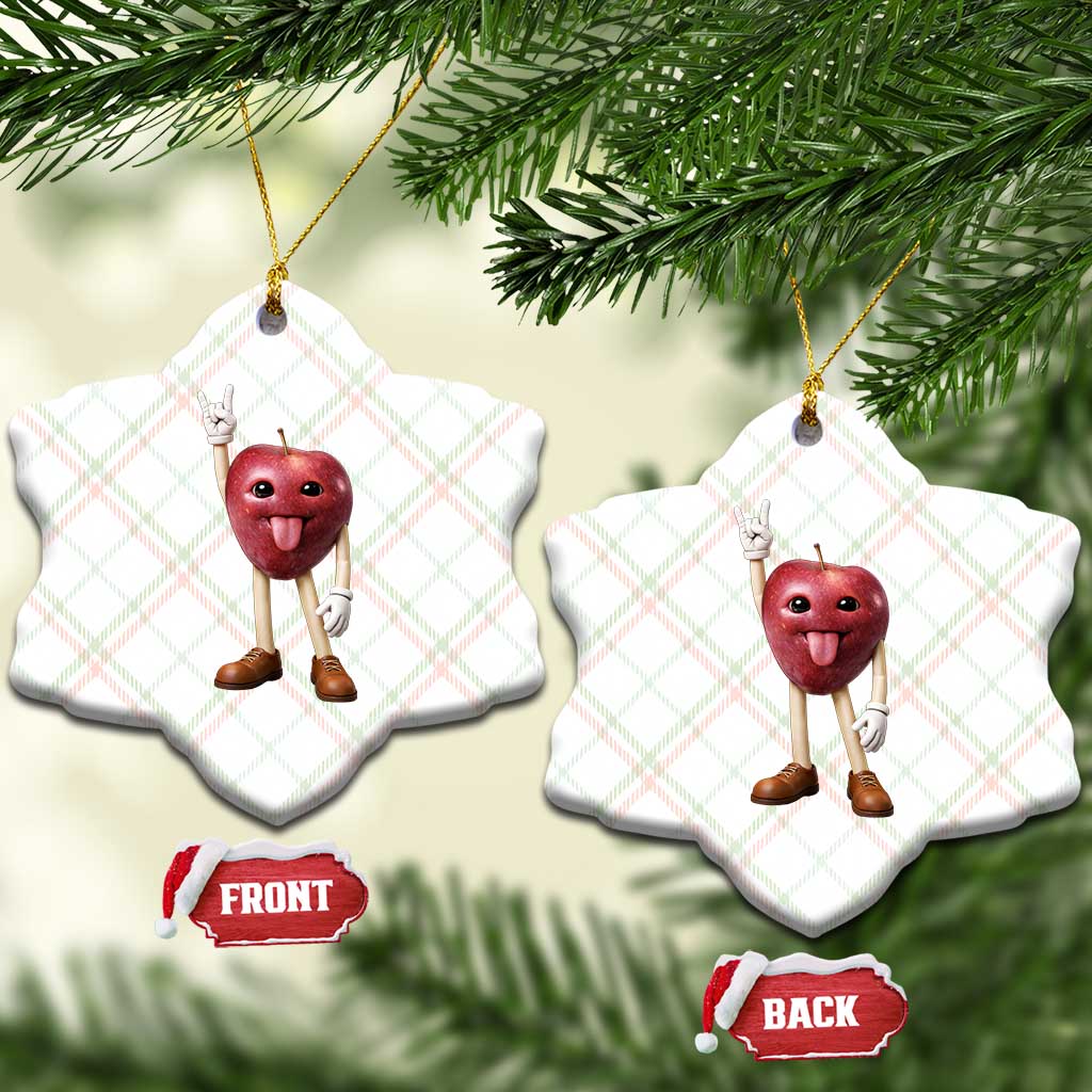 Funny Apple With Face Wapple Meme Ceramic Ornament