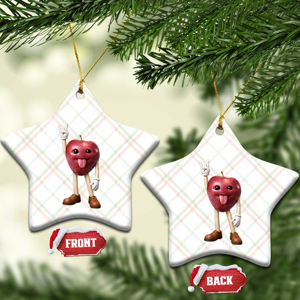 Funny Apple With Face Wapple Meme Ceramic Ornament