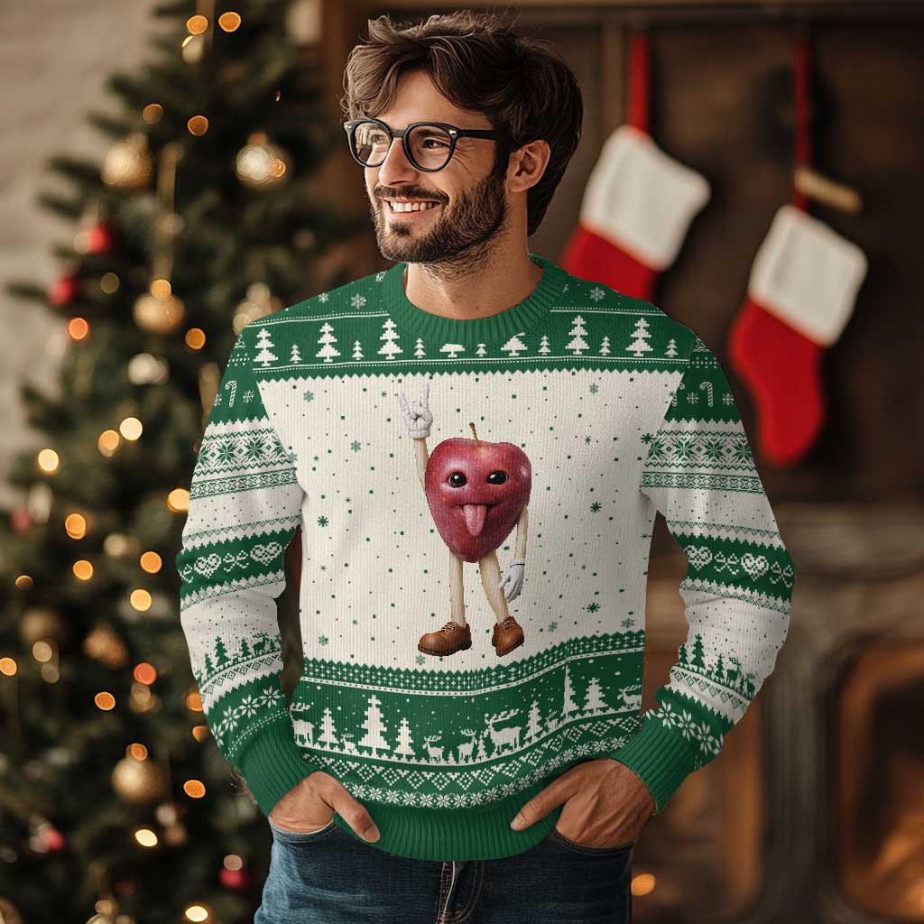 Funny Apple With Face Wapple Meme Ugly Christmas Sweater