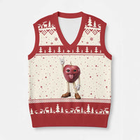 Funny Apple With Face Wapple Meme V-Neck Knit Sweater Vest