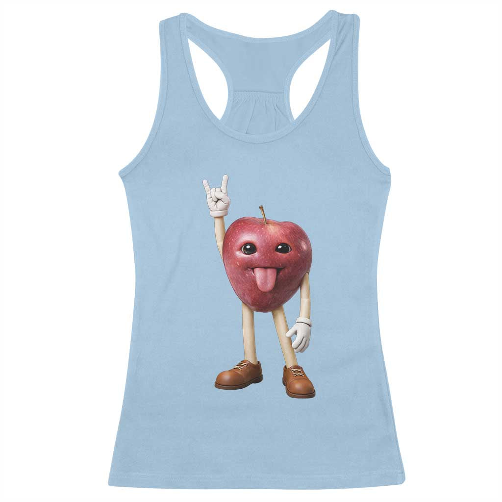 Funny Apple With Face Wapple Meme Racerback Tank Top