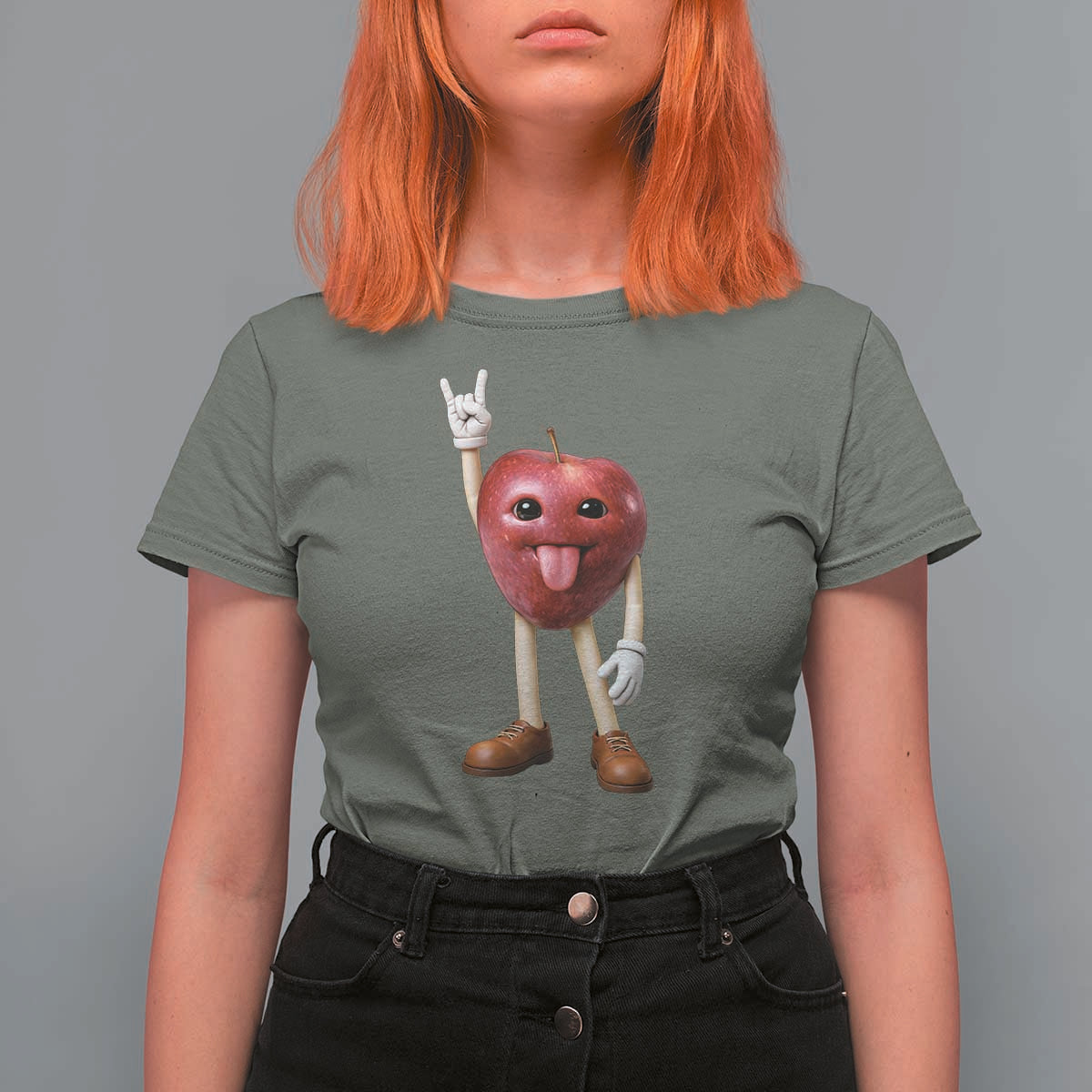 Funny Apple With Face Wapple Meme T Shirt For Women