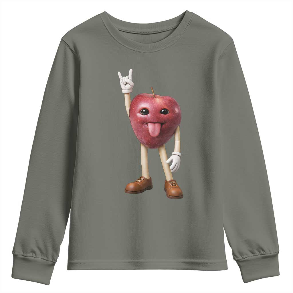 Funny Apple With Face Wapple Meme Youth Sweatshirt