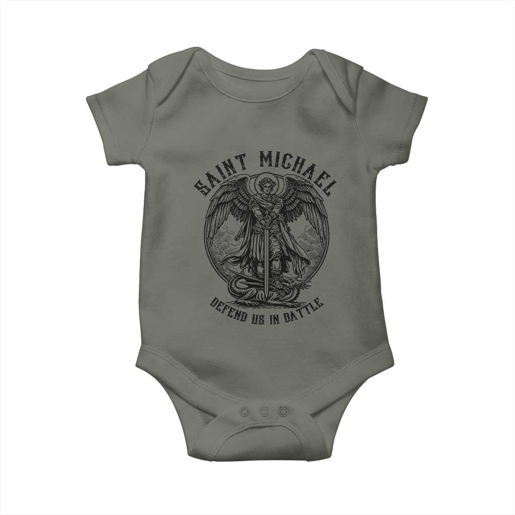 Saint Michael Heavenly Warrior Baby Onesie Defend Us In Battle