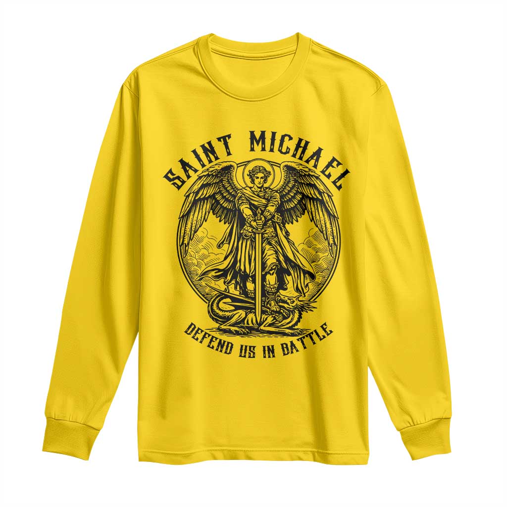 Saint Michael Heavenly Warrior Long Sleeve Shirt Defend Us In Battle