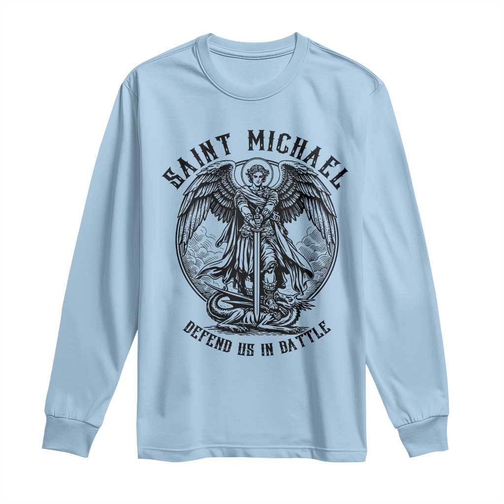 Saint Michael Heavenly Warrior Long Sleeve Shirt Defend Us In Battle