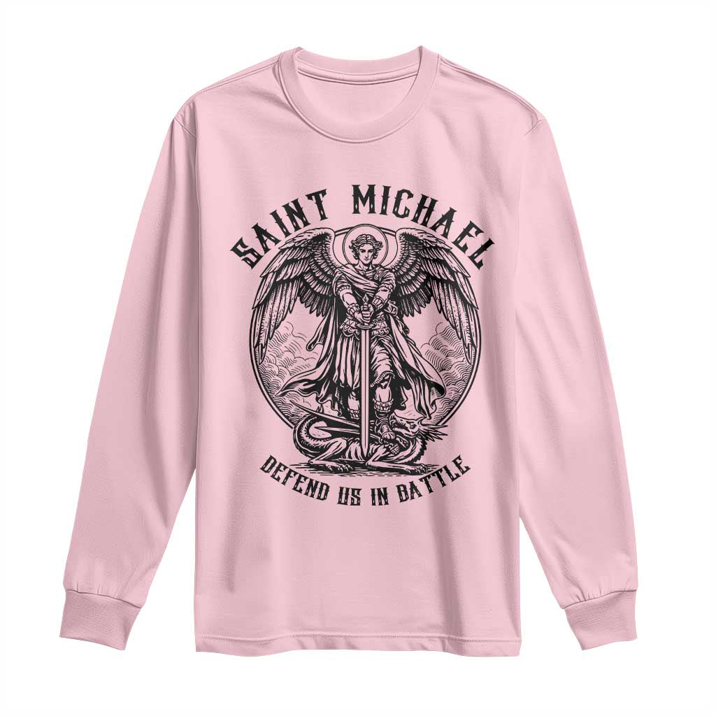 Saint Michael Heavenly Warrior Long Sleeve Shirt Defend Us In Battle