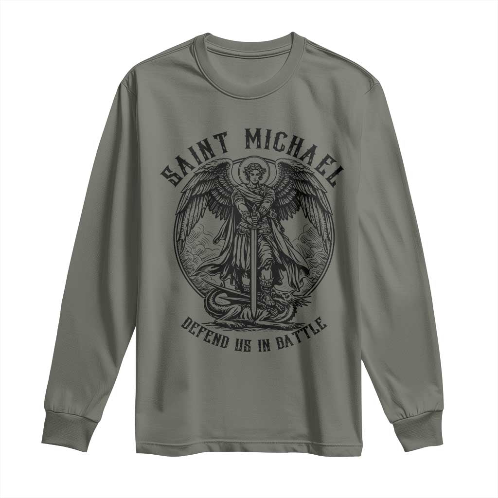 Saint Michael Heavenly Warrior Long Sleeve Shirt Defend Us In Battle