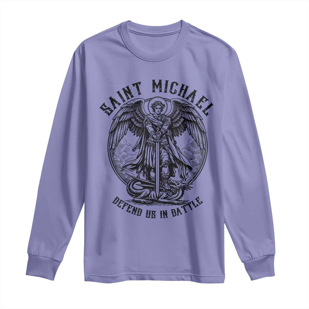 Saint Michael Heavenly Warrior Long Sleeve Shirt Defend Us In Battle