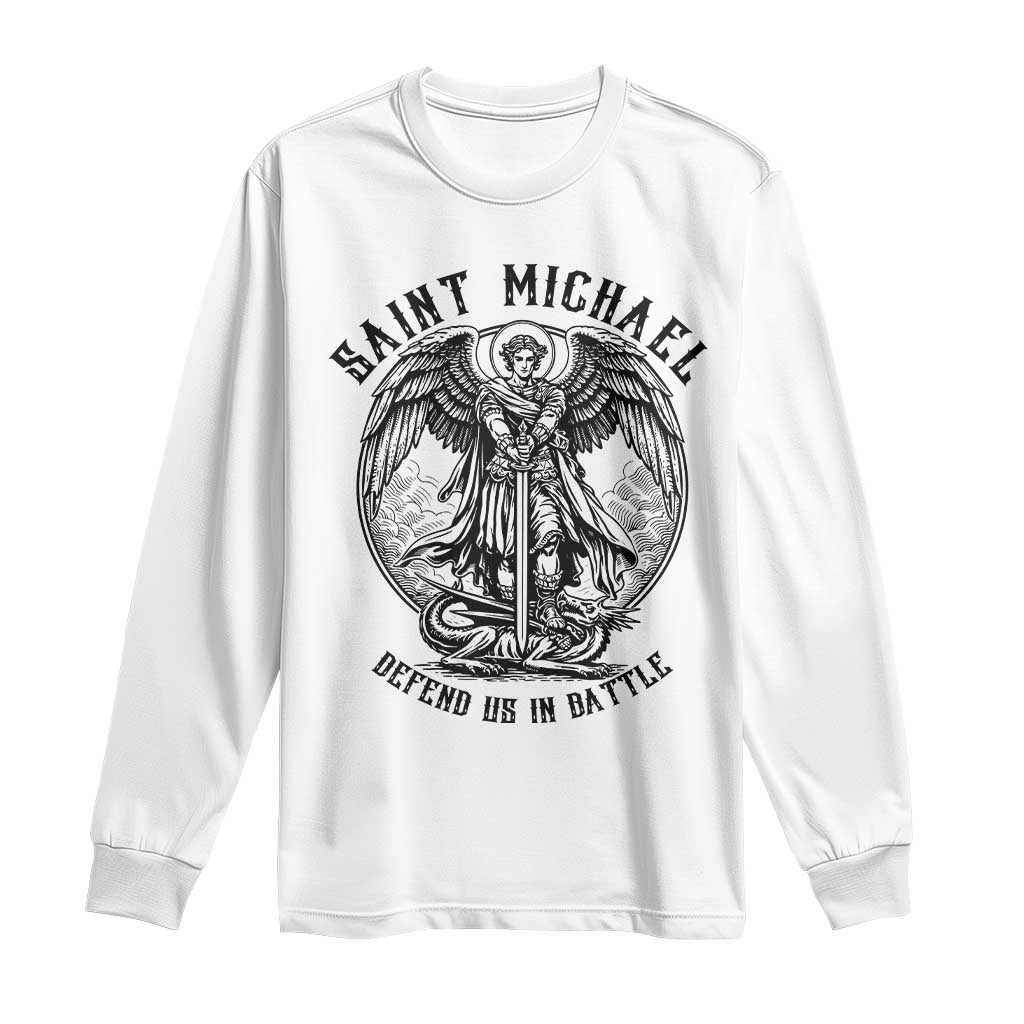 Saint Michael Heavenly Warrior Long Sleeve Shirt Defend Us In Battle