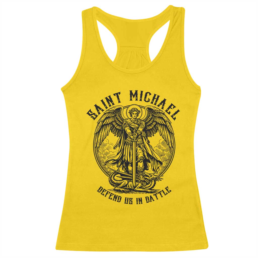 Saint Michael Heavenly Warrior Racerback Tank Top Defend Us In Battle