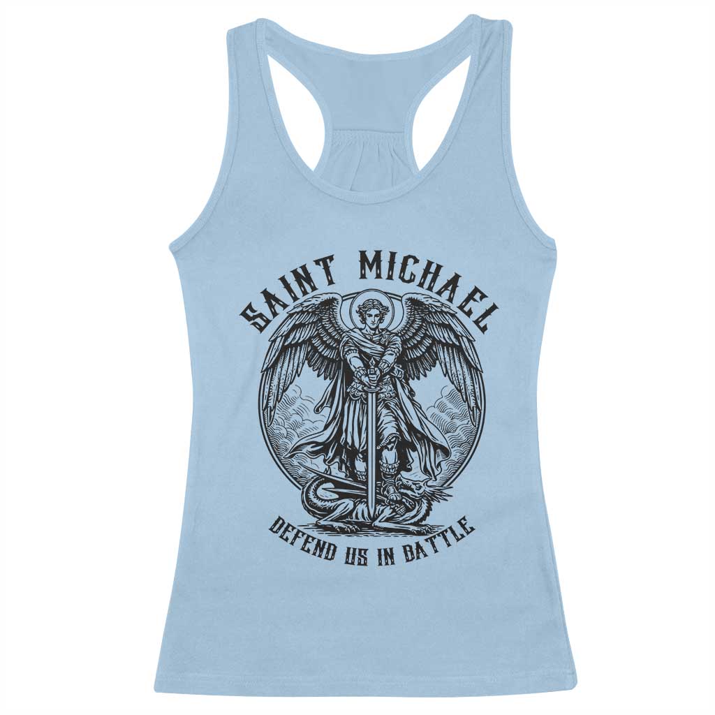Saint Michael Heavenly Warrior Racerback Tank Top Defend Us In Battle