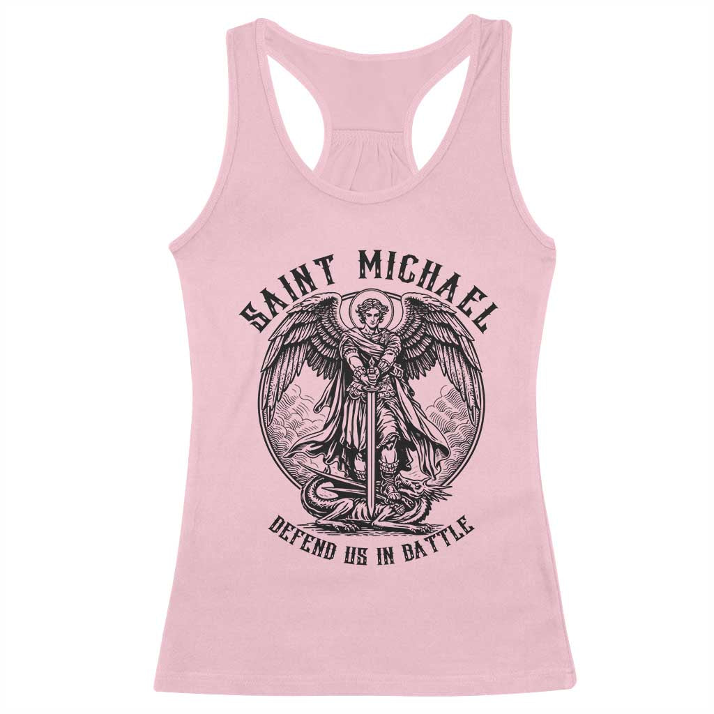 Saint Michael Heavenly Warrior Racerback Tank Top Defend Us In Battle