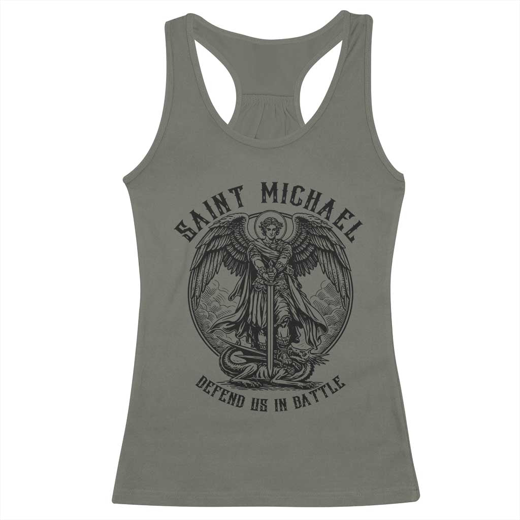 Saint Michael Heavenly Warrior Racerback Tank Top Defend Us In Battle