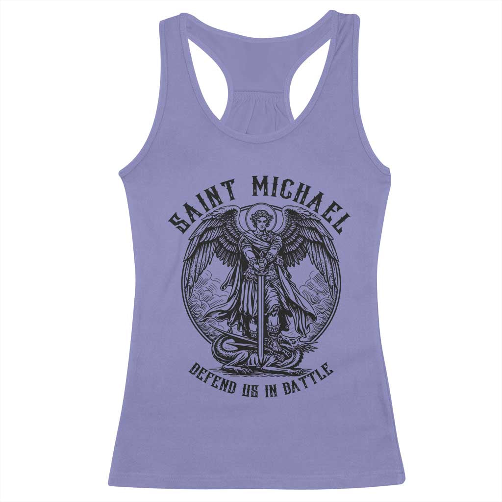 Saint Michael Heavenly Warrior Racerback Tank Top Defend Us In Battle