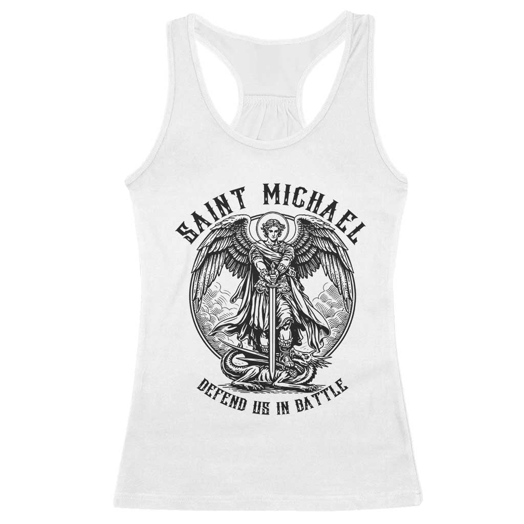 Saint Michael Heavenly Warrior Racerback Tank Top Defend Us In Battle