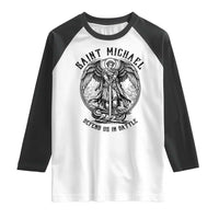 Saint Michael Heavenly Warrior Raglan Shirt Defend Us In Battle