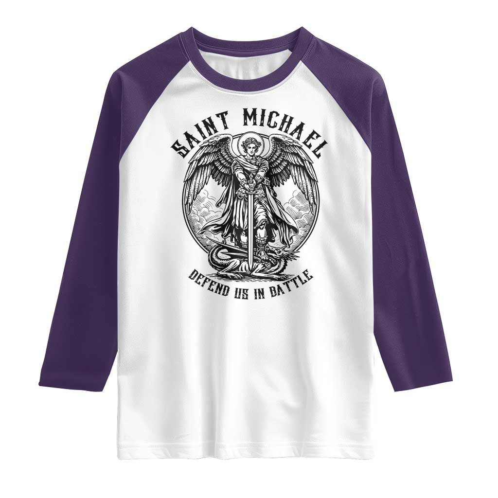 Saint Michael Heavenly Warrior Raglan Shirt Defend Us In Battle