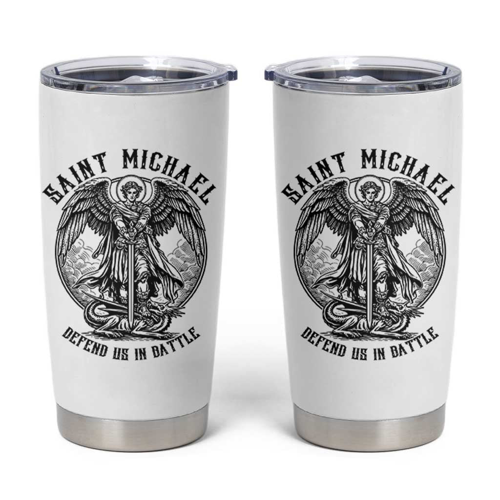 Saint Michael Heavenly Warrior Tumbler Cup Defend Us In Battle