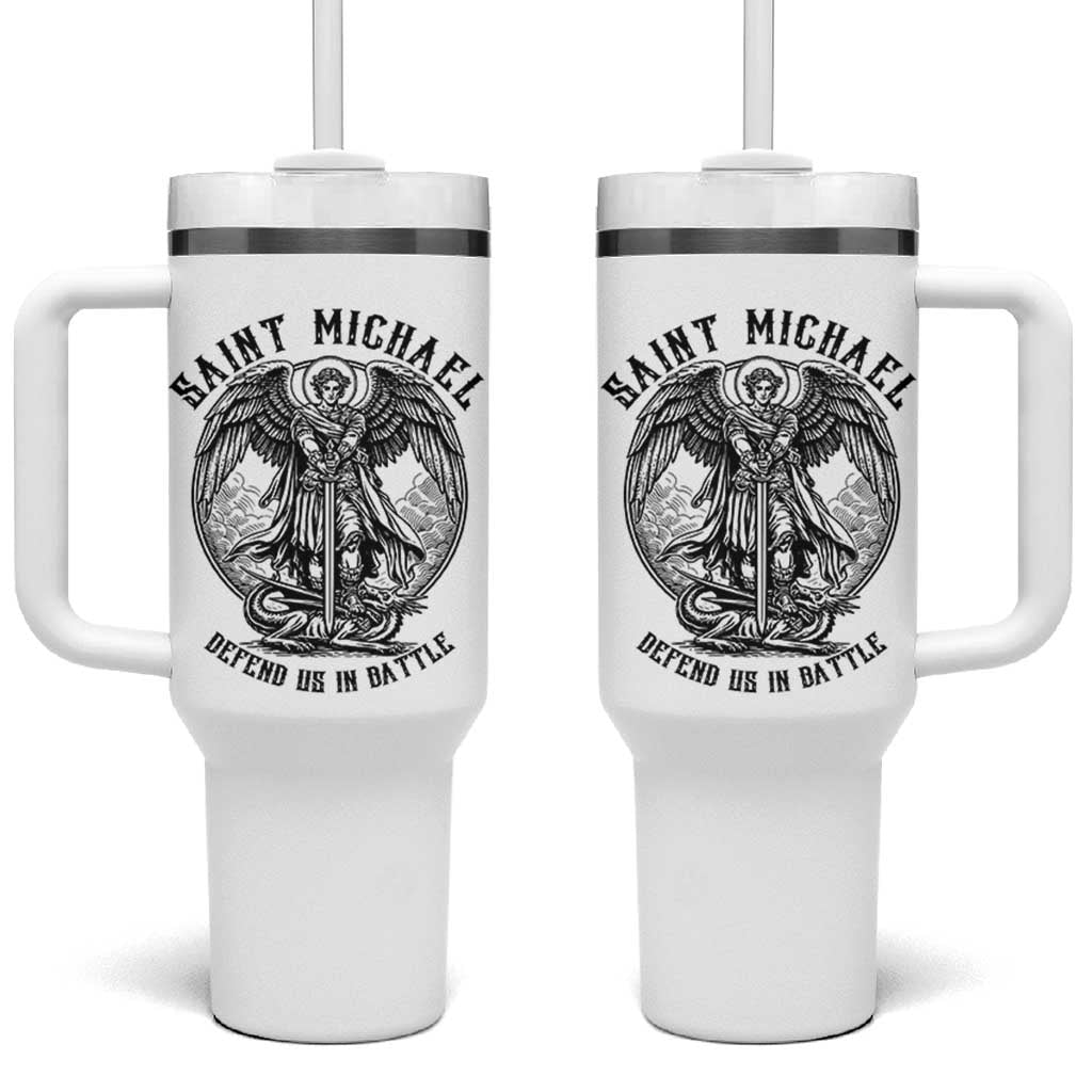 Saint Michael Heavenly Warrior Tumbler With Handle Defend Us In Battle