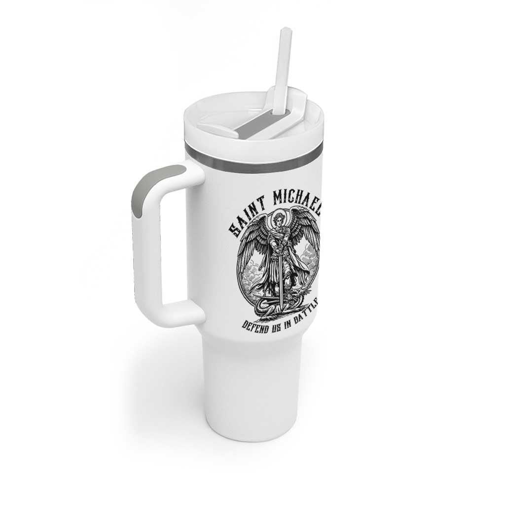 Saint Michael Heavenly Warrior Tumbler With Handle Defend Us In Battle