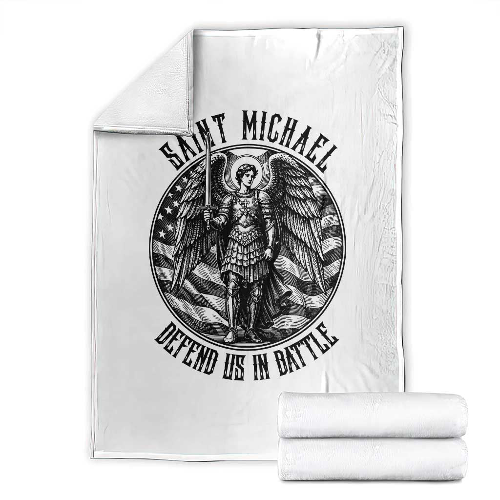 Saint Michael Defend Us In Battle Throw Blanket American Flag Patriotic