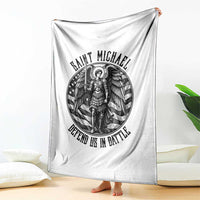 Saint Michael Defend Us In Battle Throw Blanket American Flag Patriotic