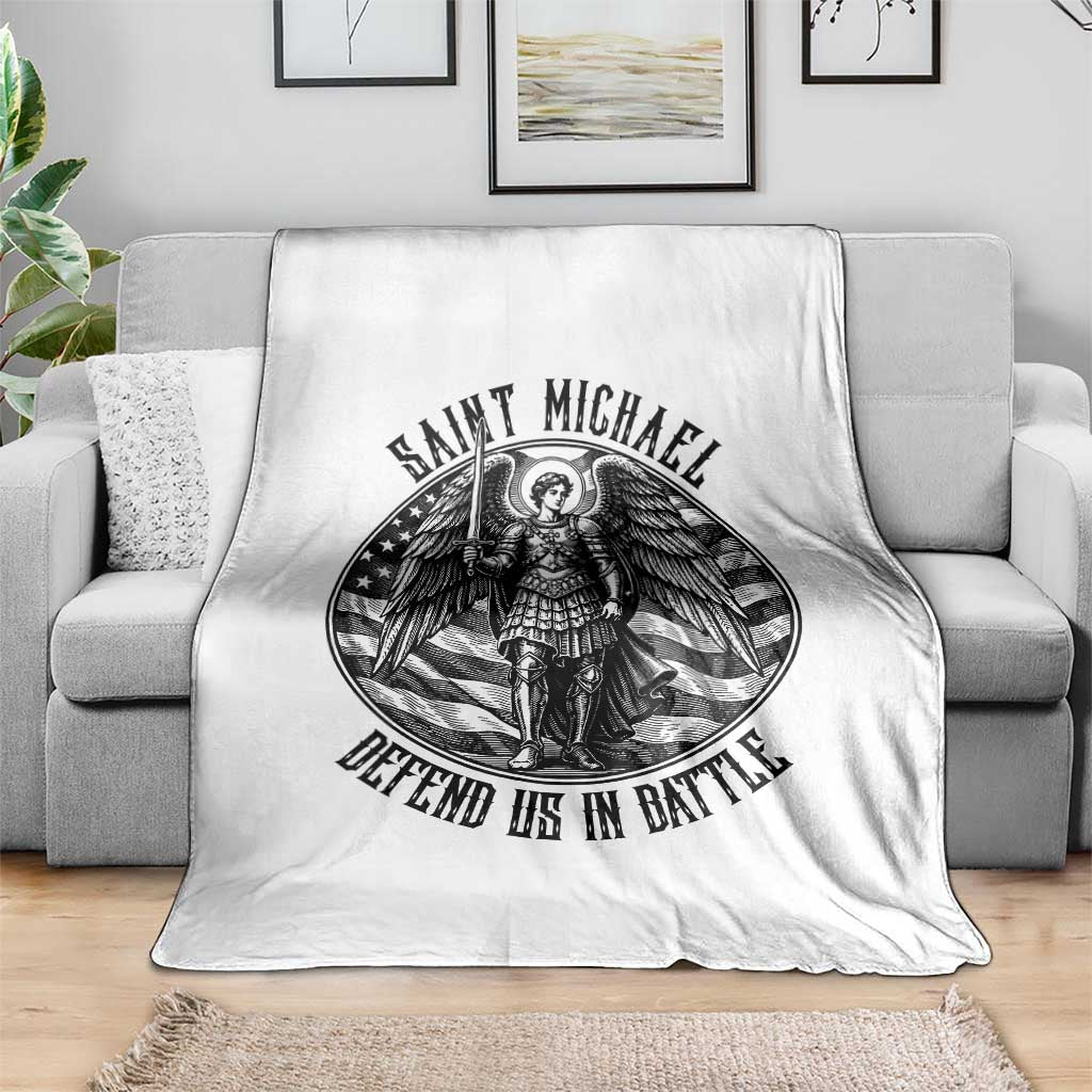 Saint Michael Defend Us In Battle Throw Blanket American Flag Patriotic