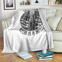 Saint Michael Defend Us In Battle Throw Blanket American Flag Patriotic
