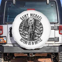 Saint Michael Defend Us In Battle Spare Tire Cover American Flag Patriotic
