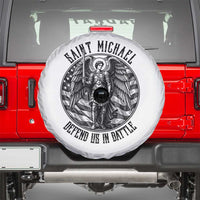 Saint Michael Defend Us In Battle Spare Tire Cover American Flag Patriotic