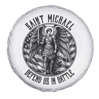 Saint Michael Defend Us In Battle Spare Tire Cover American Flag Patriotic
