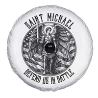 Saint Michael Defend Us In Battle Spare Tire Cover American Flag Patriotic