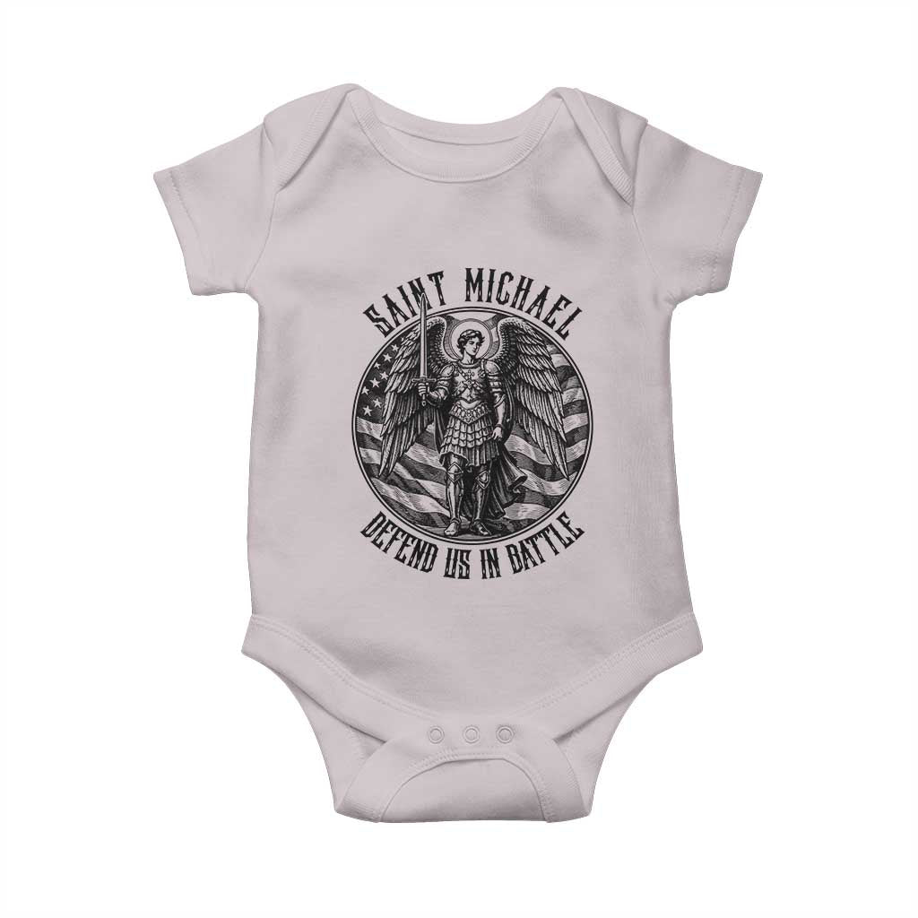 Saint Michael Defend Us In Battle Baby Onesie American Flag Patriotic