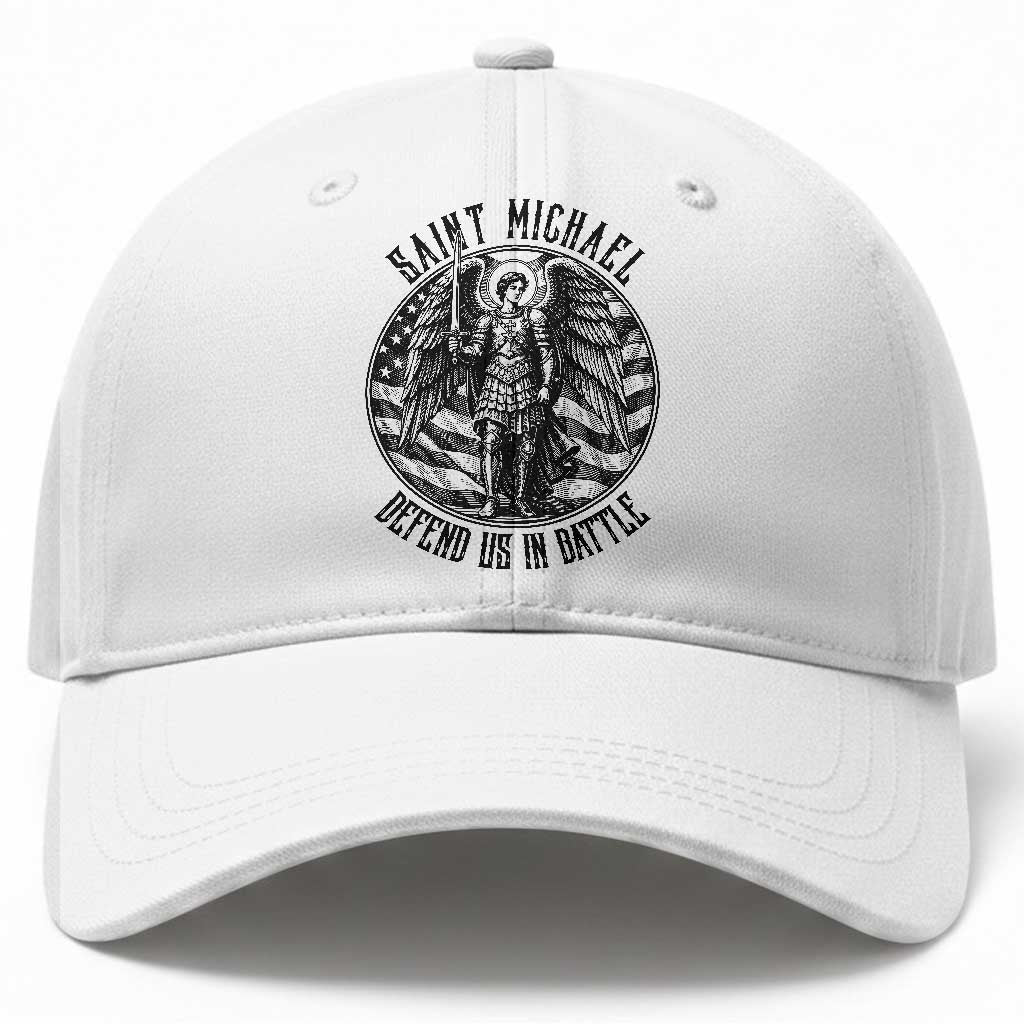 Saint Michael Defend Us In Battle Baseball Cap American Flag Patriotic