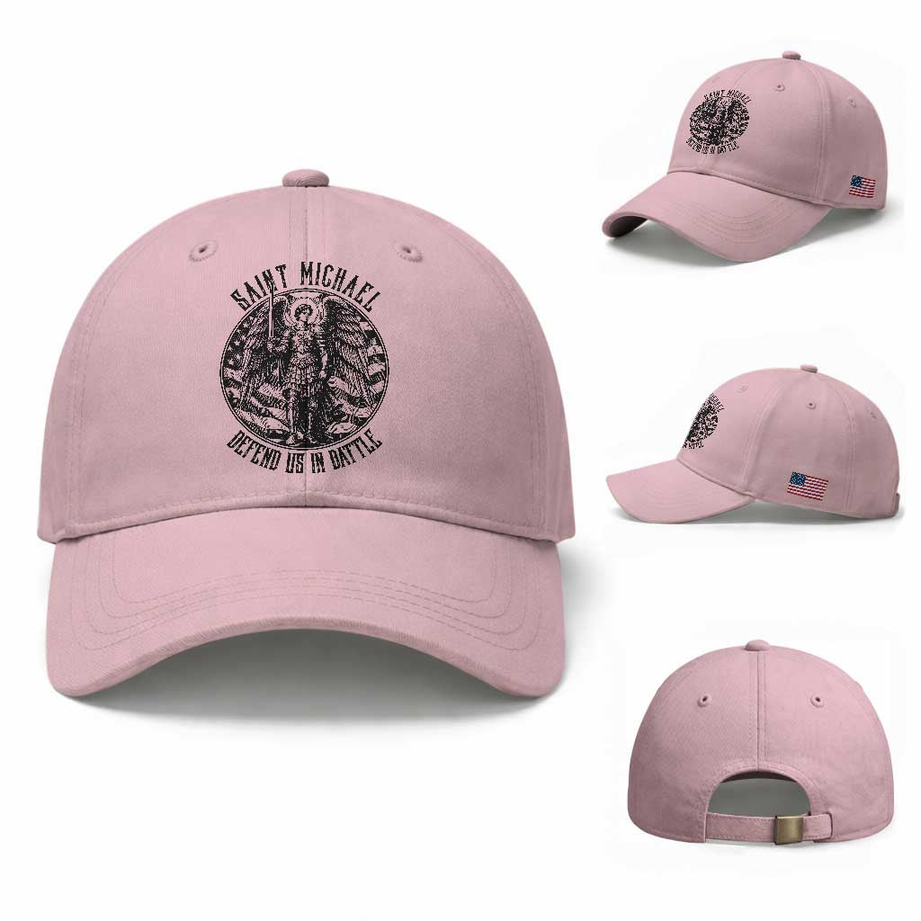 Saint Michael Defend Us In Battle Baseball Cap American Flag Patriotic
