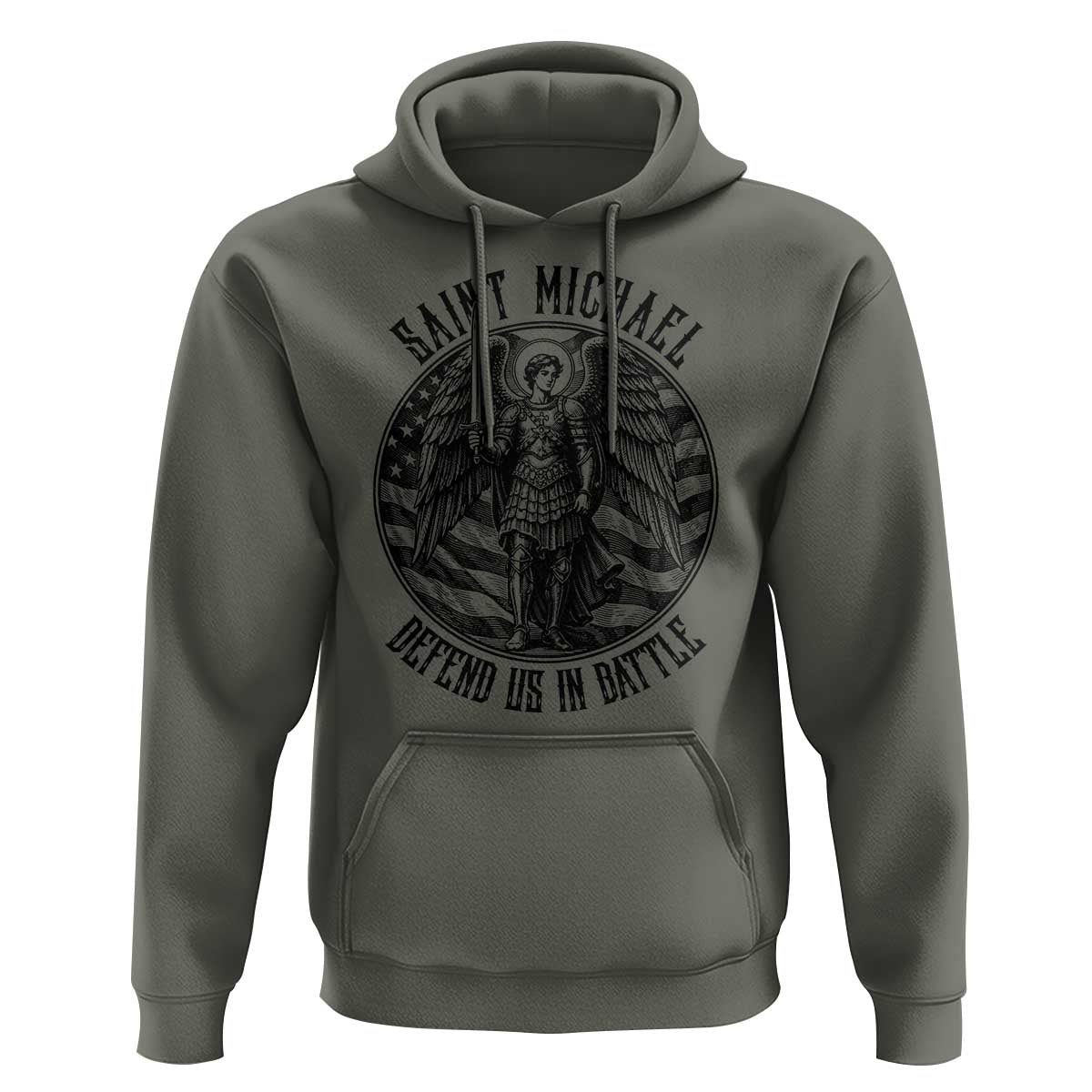 Saint Michael Defend Us In Battle Hoodie American Flag Patriotic