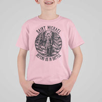 Saint Michael Defend Us In Battle T Shirt For Kid American Flag Patriotic