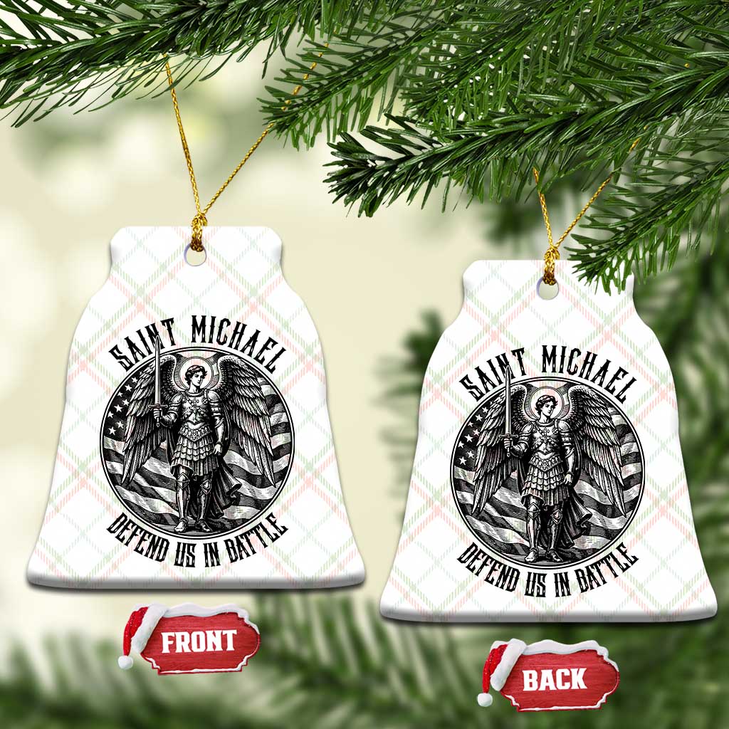 Saint Michael Defend Us In Battle Ceramic Ornament American Flag Patriotic