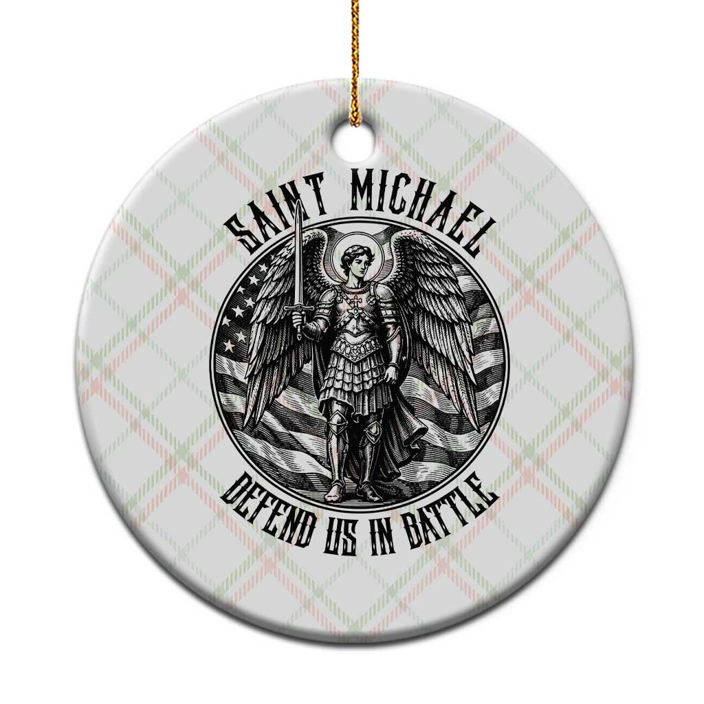 Saint Michael Defend Us In Battle Ceramic Ornament American Flag Patriotic