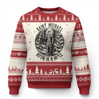 Saint Michael Defend Us In Battle Ugly Christmas Sweater American Flag Patriotic