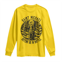 Saint Michael Defend Us In Battle Long Sleeve Shirt American Flag Patriotic
