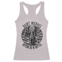 Saint Michael Defend Us In Battle Racerback Tank Top American Flag Patriotic