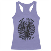 Saint Michael Defend Us In Battle Racerback Tank Top American Flag Patriotic