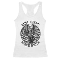 Saint Michael Defend Us In Battle Racerback Tank Top American Flag Patriotic